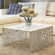vidaXL Konferenčný stolík, strieborná farba, geometrický vzor, hliník - cena, porovnanie