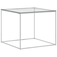 vidaXL Konferenčný stolík strieborný 50x50x43 cm nehrdzavejúca oceľ a sklo - cena, porovnanie