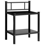 vidaXL Nočný stolík čierny 45x34,5x60,5 cm kov a sklo - cena, porovnanie
