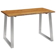 vidaXL Jedálenský stôl 120x65x75 cm masívne akáciové drevo a nehrdzavejúca oceľ - cena, porovnanie