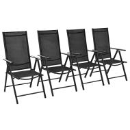vidaXL Skladacie záhradné stoličky 4 ks, hliník a textilén, čierne - cena, porovnanie