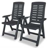 vidaXL Sklápacie záhradné stoličky 2 ks, plast, antracitové - cena, porovnanie