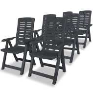 vidaXL Sklápacie záhradné stoličky 6 ks, plast, antracitové - cena, porovnanie