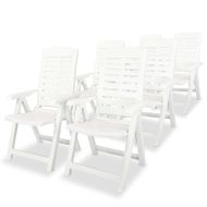 vidaXL Sklápacie záhradné stoličky 6 ks, plast, biele - cena, porovnanie