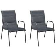 vidaXL Stohovateľné záhradné stoličky 2 ks čierne oceľ a textilén - cena, porovnanie