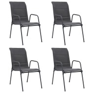 vidaXL Stohovateľné záhradné stoličky 4 ks oceľ a textilén antracitové - cena, porovnanie