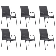 vidaXL Stohovateľné záhradné stoličky 6 ks oceľ a textilén antracitové - cena, porovnanie
