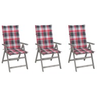 vidaXL Záhradné sklápacie stoličky 3 ks s podložkami akáciový masív - cena, porovnanie