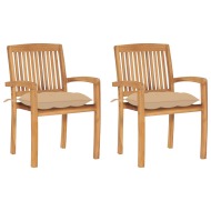 vidaXL Záhradné stoličky 2 ks béžové podložky tíkový masív - cena, porovnanie