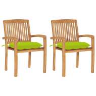 vidaXL Záhradné stoličky 2 ks bledozelené podložky tíkový masív - cena, porovnanie