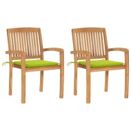 vidaXL Záhradné stoličky 2 ks s bledozelenými podložkami tíkový masív - cena, porovnanie