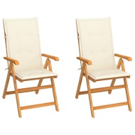 vidaXL Záhradné stoličky 2 ks s krémovými podložkami tíkový masív - cena, porovnanie