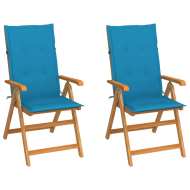 vidaXL Záhradné stoličky 2 ks s modrými podložkami tíkový masív - cena, porovnanie