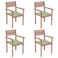 vidaXL Záhradné stoličky 4 ks listové podložky teakový masív - cena, porovnanie