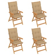 vidaXL Záhradné stoličky 4 ks s béžovými podložkami tíkový masív - cena, porovnanie