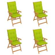vidaXL Záhradné stoličky 4 ks s jasnozelenými podložkami tíkový masív - cena, porovnanie