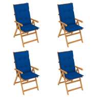 vidaXL Záhradné stoličky 4 ks s kráľovsky modrými podložkami tíkový masív - cena, porovnanie