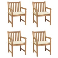 vidaXL Záhradné stoličky 4 ks s krémovými podložkami teakový masív - cena, porovnanie