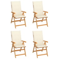 vidaXL Záhradné stoličky 4 ks s krémovými podložkami tíkový masív - cena, porovnanie