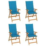 vidaXL Záhradné stoličky 4 ks s modrými podložkami tíkový masív - cena, porovnanie