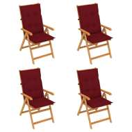 vidaXL Záhradné stoličky 4 ks s vínovočervenými podložkami tíkový masív - cena, porovnanie