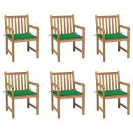 vidaXL Záhradné stoličky 6 ks so zelenými podložkami tíkový masív - cena, porovnanie