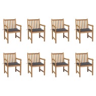 vidaXL Záhradné stoličky 8 ks s antracitovými podložkami tíkový masív - cena, porovnanie