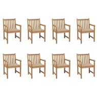 vidaXL Záhradné stoličky 8 ks s béžovými podložkami tíkový masív - cena, porovnanie