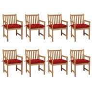 vidaXL Záhradné stoličky 8 ks s červenými podložkami tíkový masív - cena, porovnanie