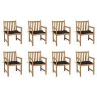 vidaXL Záhradné stoličky 8 ks s čiernymi podložkami tíkový masív - cena, porovnanie
