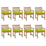 vidaXL Záhradné stoličky 8 ks s jasnozelenými podložkami tíkový masív - cena, porovnanie