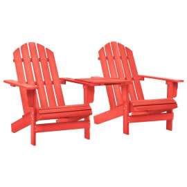 vidaXL Záhradné stoličky Adirondack+stolík, jedľový masív, červené