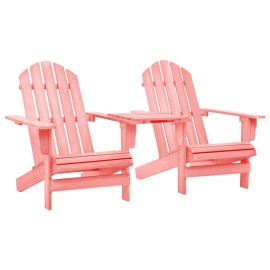 vidaXL Záhradné stoličky Adirondack+stolík, jedľový masív, ružové