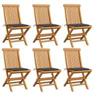 vidaXL Záhradné stoličky, antracitové podložky 6 ks, tíkový masív - cena, porovnanie