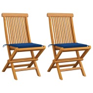 vidaXL Záhradné stoličky, kráľovsky modré podložky 2 ks, tíkový masív - cena, porovnanie