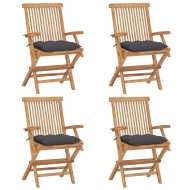 vidaXL Záhradné stoličky s antracitovými podložkami 4 ks tíkový masív - cena, porovnanie