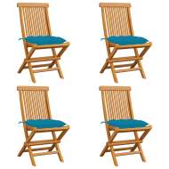 vidaXL Záhradné stoličky s bledomodrými podložkami 4 ks tíkový masív - cena, porovnanie