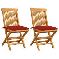 vidaXL Záhradné stoličky s červenými podložkami 2 ks tíkový masív - cena, porovnanie