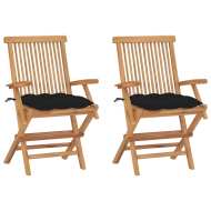 vidaXL Záhradné stoličky s čiernymi podložkami 2 ks tíkový masív - cena, porovnanie