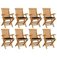 vidaXL Záhradné stoličky s čiernymi podložkami 8 ks tíkový masív - cena, porovnanie