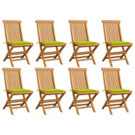 vidaXL Záhradné stoličky s jasnozelenými podložkami 8 ks tíkový masív - cena, porovnanie