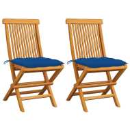 vidaXL Záhradné stoličky s modrými podložkami 2 ks tíkový masív - cena, porovnanie