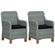 vidaXL Záhradné stoličky s podložkami 2 ks, polyratan, svetlosivé - cena, porovnanie