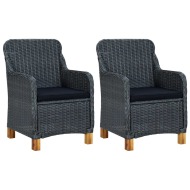vidaXL Záhradné stoličky s podložkami 2 ks, polyratan, tmavosivé - cena, porovnanie