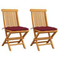 vidaXL Záhradné stoličky s vínovo-červenými podložkami 2 ks tíkový masív - cena, porovnanie