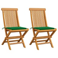 vidaXL Záhradné stoličky, zelené podložky 2 ks, tíkový masív - cena, porovnanie