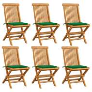 vidaXL Záhradné stoličky, zelené podložky 6 ks, tíkový masív - cena, porovnanie