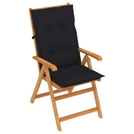 vidaXL Záhradná stolička s čiernymi podložkami tíkový masív