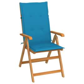 vidaXL Záhradná stolička s modrými podložkami tíkový masív