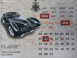 TP Plechová ceduľa - kalendár s motívom auta